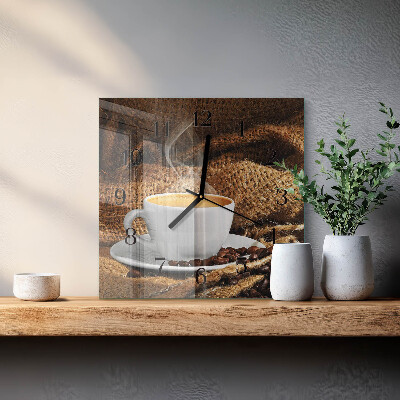 Kvadratna stenska ura Kavna zrna