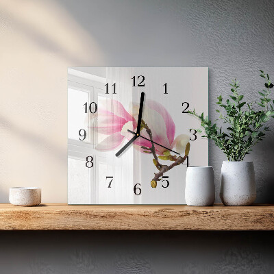 Kvadratna stenska ura Cvet magnolije