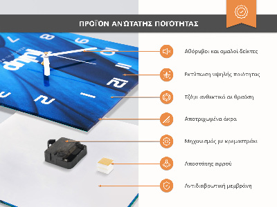 Kvadratna stenska ura Metulj