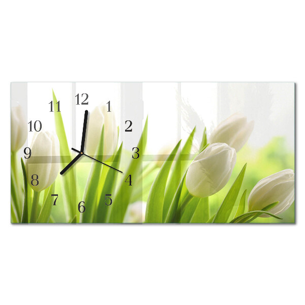 Moderna stenska ura Beli tulipani