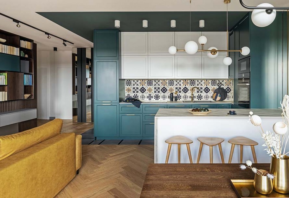 Odprta kuhinja z dnevno sobo